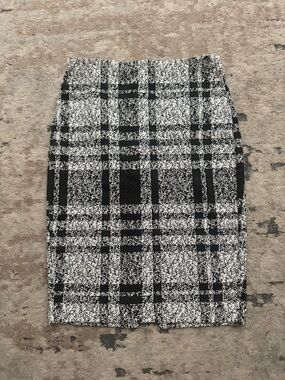 Exoress Black & White Plaid Pencil Skirt Classic Women's Workwear Size Medium